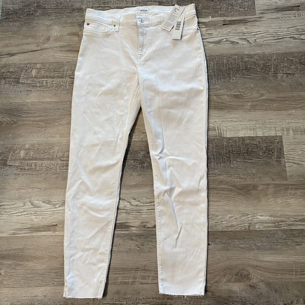 HUDSON NWT Ankle‎ Krista Super Skinny Jeans $185 WARL White 31 Frayed Hem - Picture 2 of 8